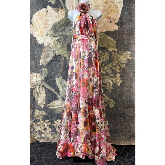 Mac Duggal Floral Maxi Dress - Pink and Purple - Picture 7 of 10